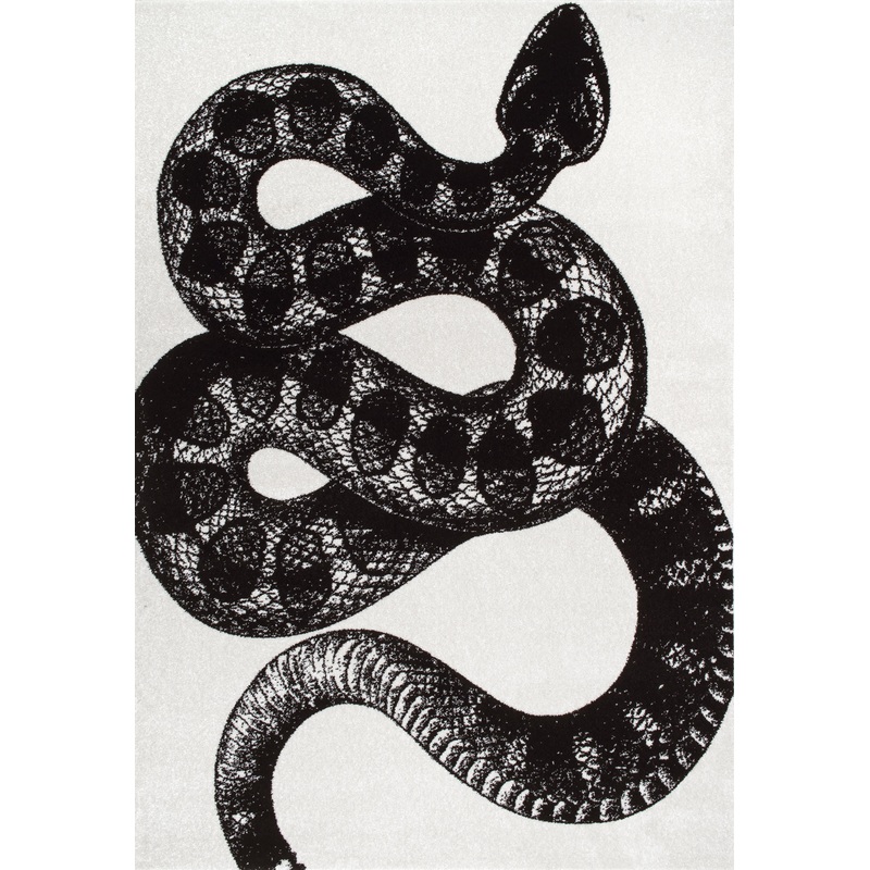 Simple Serpent Rug | Black & Off White