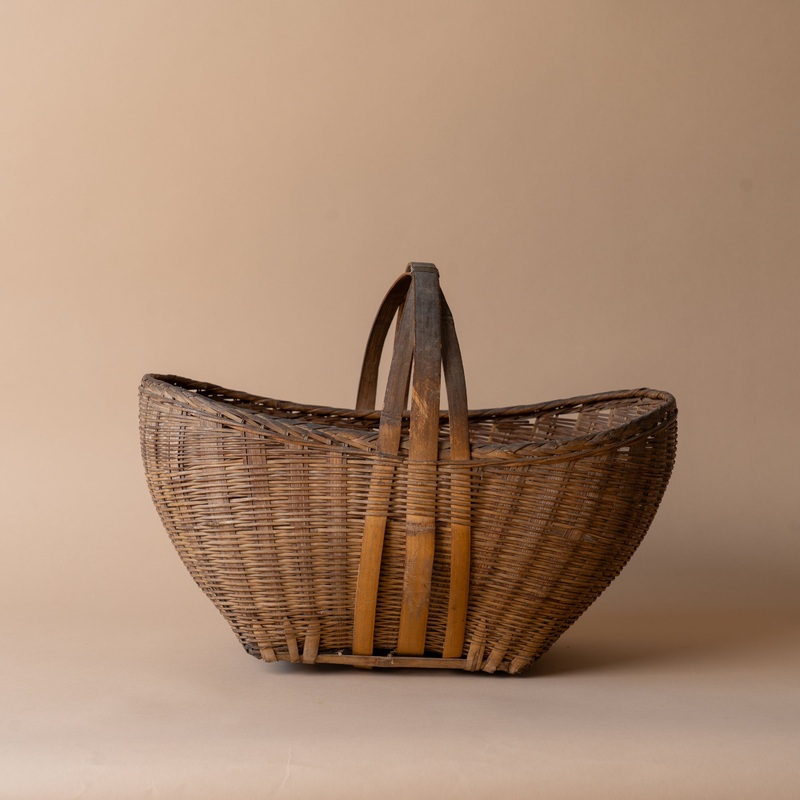 Dark Brown Oval Vintage Flower Basket