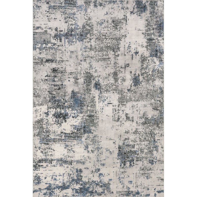 Faded Abstract Washable Rug | Blue Grey