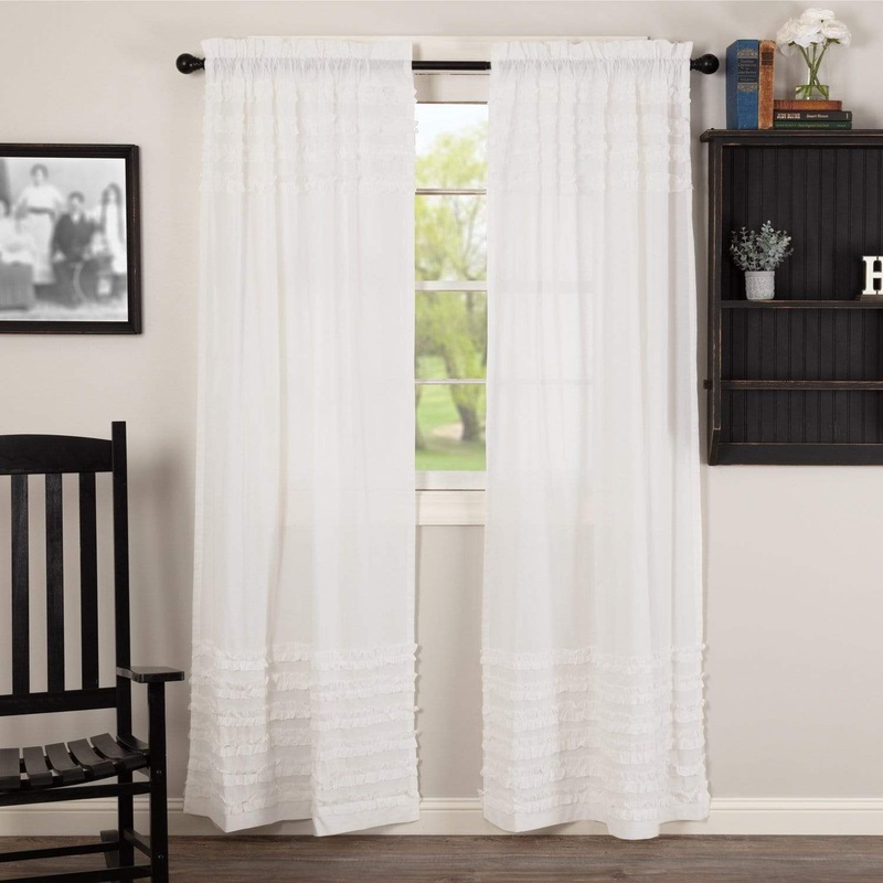 White Ruffled Sheer Petticoat Panel Set of 2 84×40