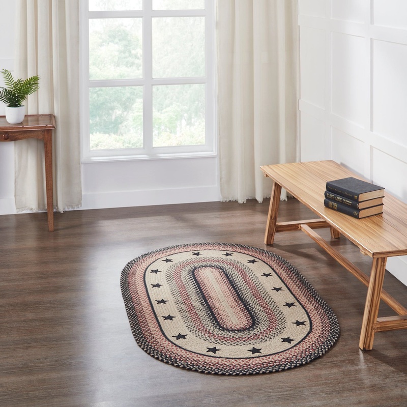 Colonial Star Jute Rug Oval w/ Pad 36×60