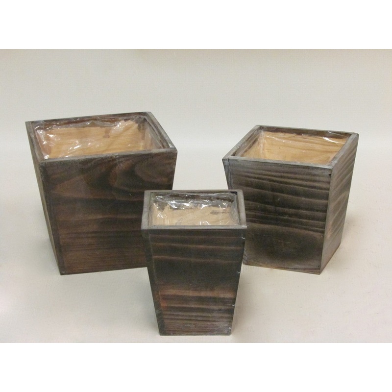 Natural Wood Square Planter -3 Sizes