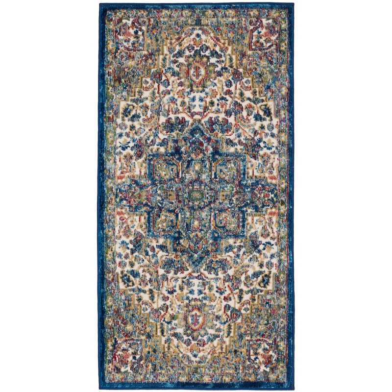 Nourison Ankara Global 2′ x 4′ Ivory Navy Bohemian Indoor Rug