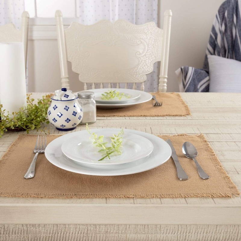 Burlap Natural Placemat Set of 6 Fringed 12×18