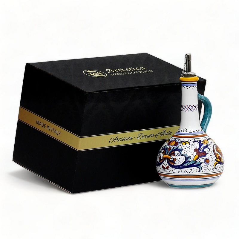 GIFT BOX: With authentic Deruta hand painted ceramic – Olive Oil Dispenser Ricco Deruta Design