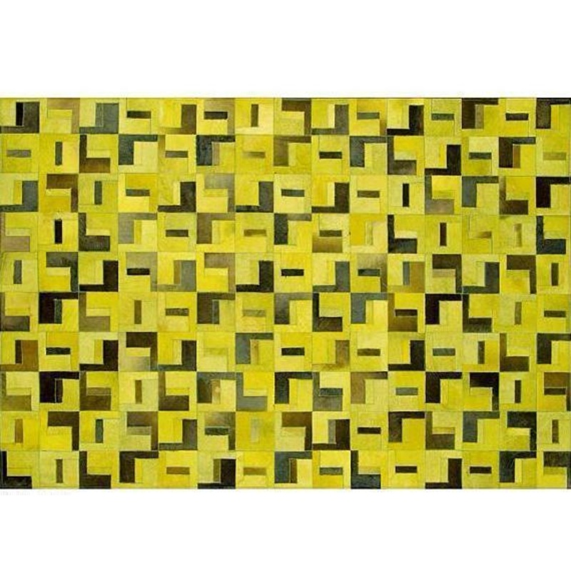 Poshrug Yellow Black Contemporary Cowhide Rug