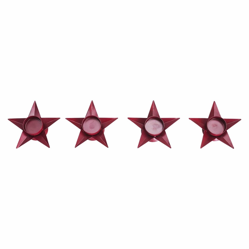 Tealight Holder Star Burgundy Set of 4 1.5x5x5