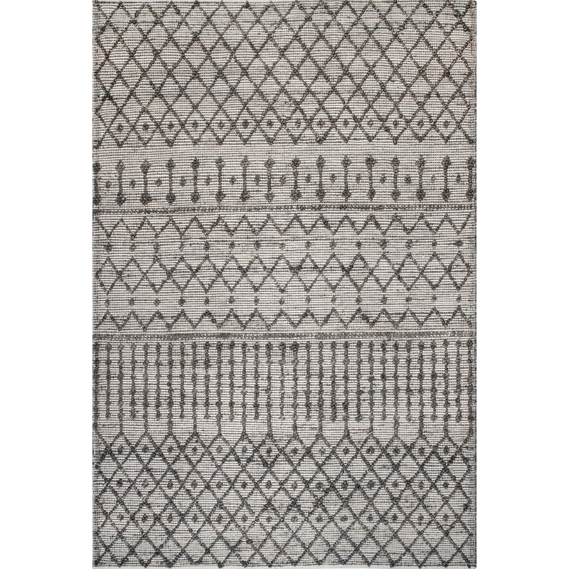 Textured Modern Trellis Rug | Dark Grey