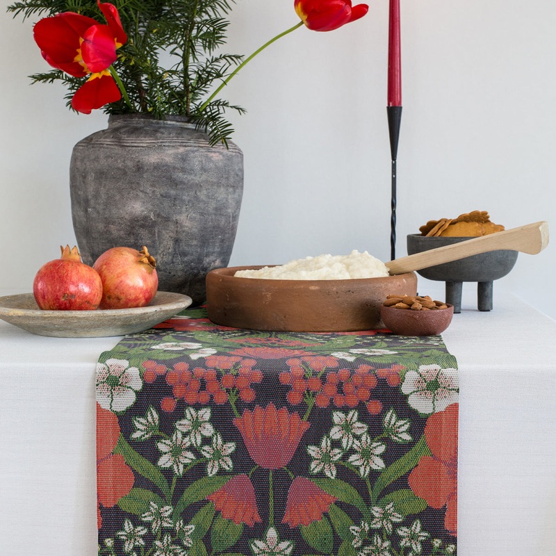 Julblommor Organic Cotton Woven Table & Kitchen Textiles Collection