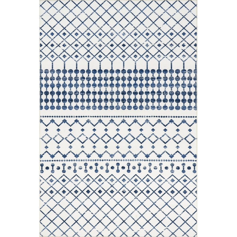 Moroccan Trellis Washable Rug | Blue