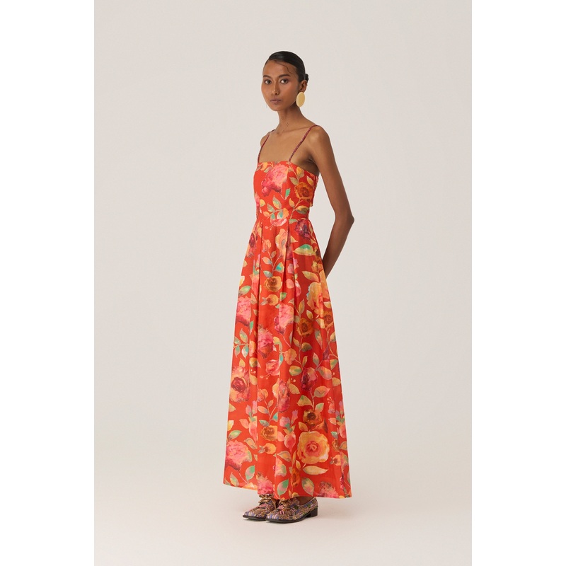 Watercolour Rose Beaded Maxi Dress