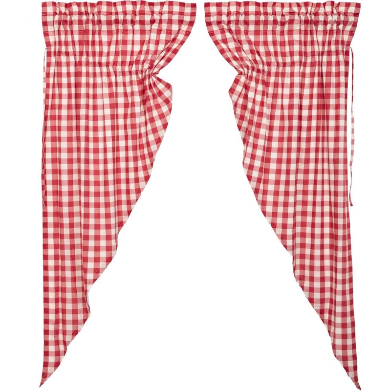 Annie Buffalo Red Check Prairie Short Panel Set of 2 63x36x18