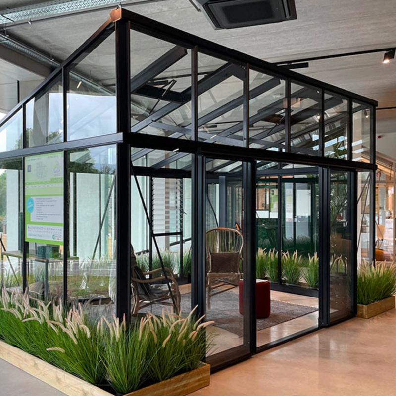 Modern Glass Greenhouse Kit with 4mm Tempered Glass and Aluminum Frame