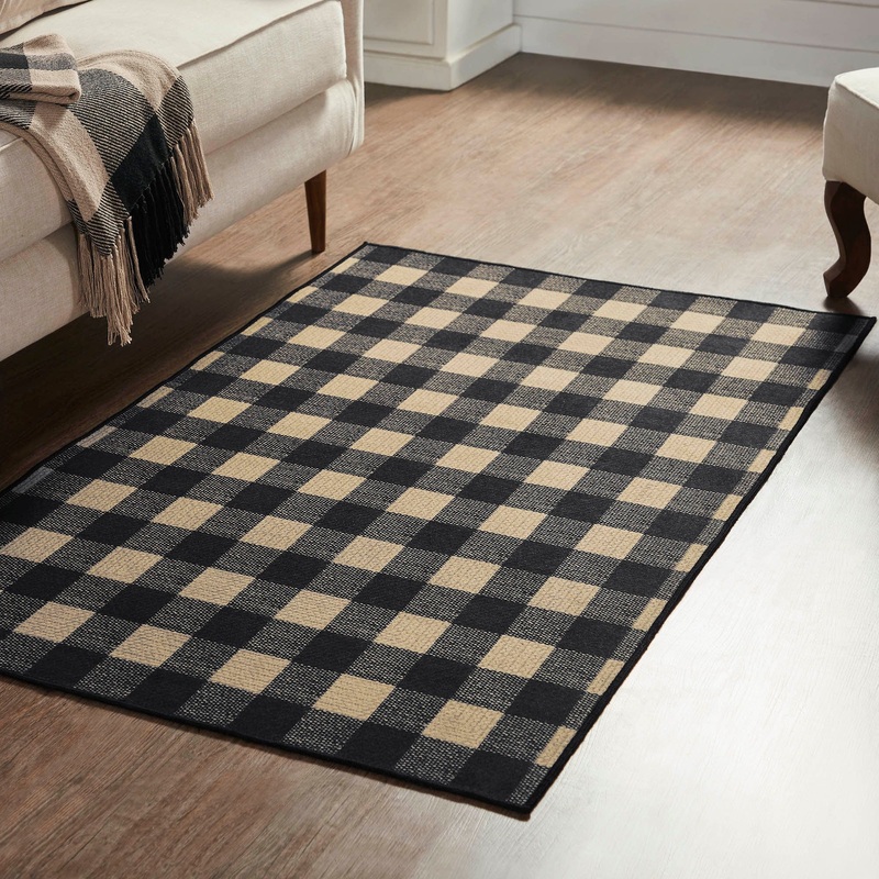 Black Check Indoor/Outdoor Rug Rect 36×60