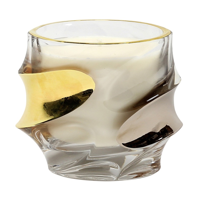 CRYSTAL CANDLES: Unscented soy candle in crystal cup GOLD and PLATINUM hand decorated