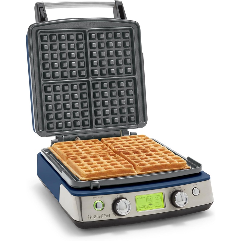 GreenPan Elite 4 Square Belgian & Classic Waffle Iron