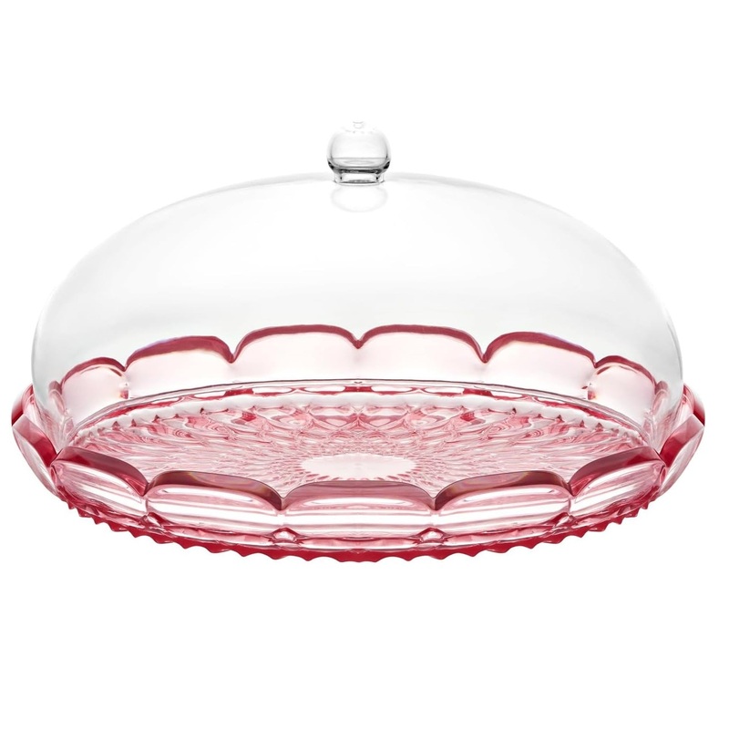 Guzzini Vanity Small Cake Serving Plate with Dome Pink Flamingo