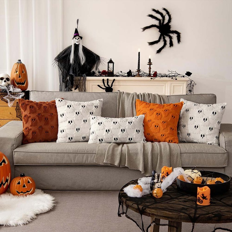 MIULEE Halloween Spooky White Ghost Pillow Covers
