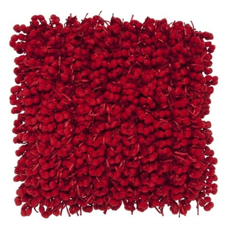 Pompom Woven Red Pillow