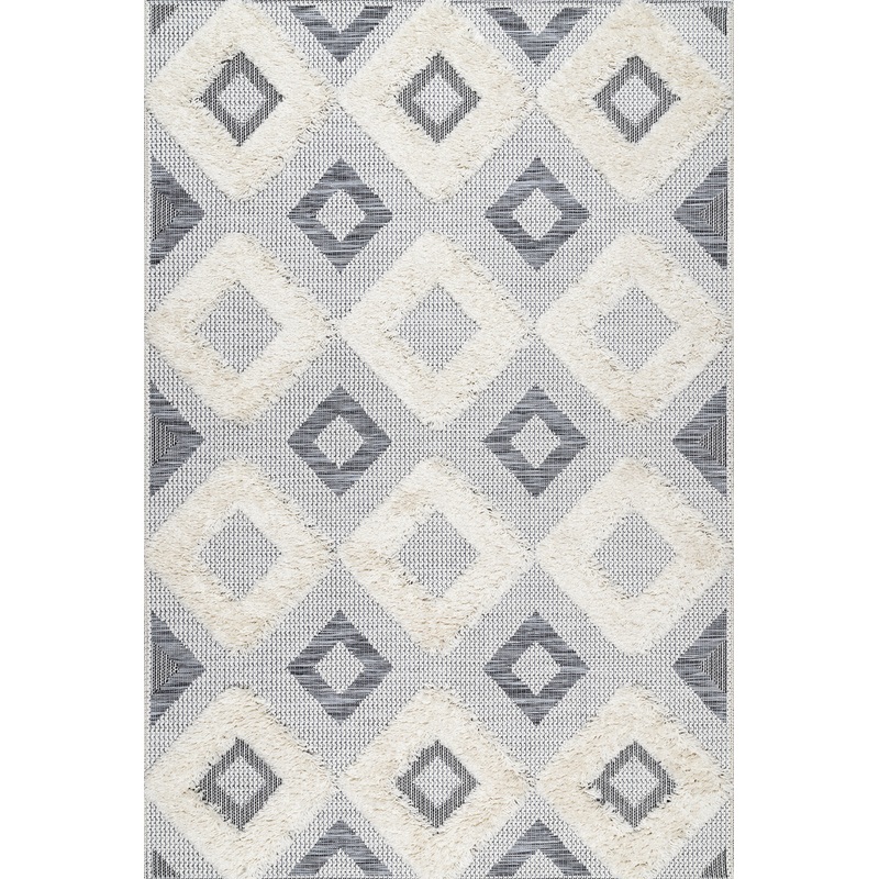 Textured Diamond Trellis Rug | Off White