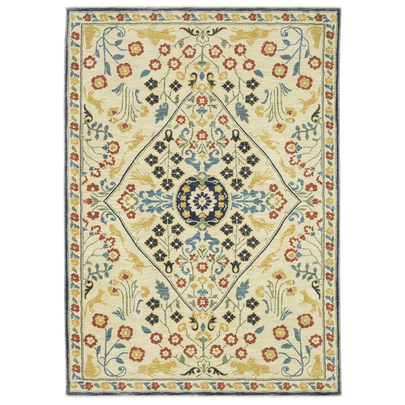 Francesca Ivory Blue Traditional Oriental Indoor Rug