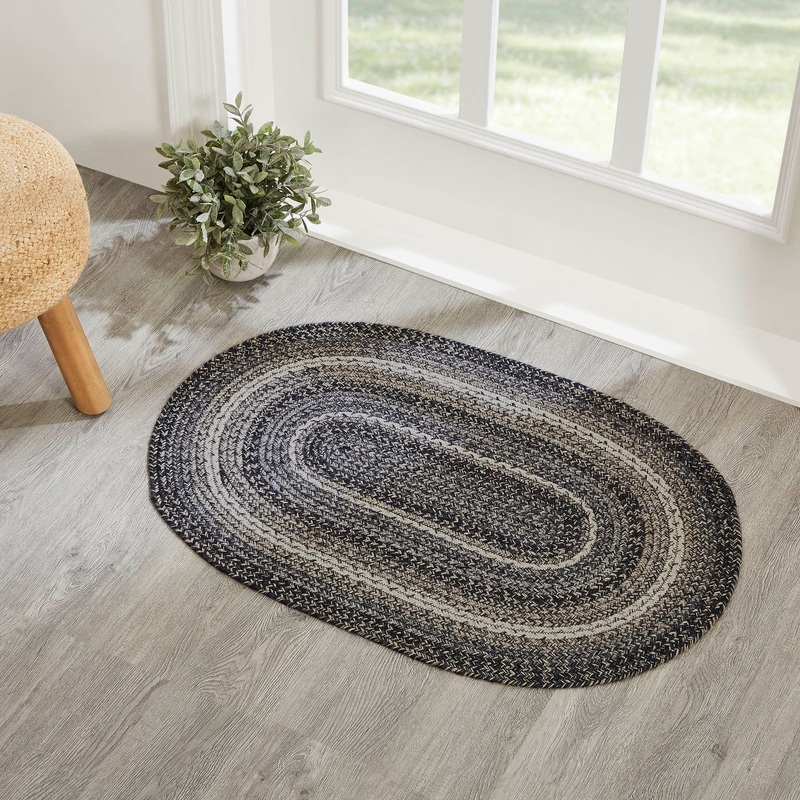Sawyer Mill Black White Jute Rug Oval w/ Pad 24×36