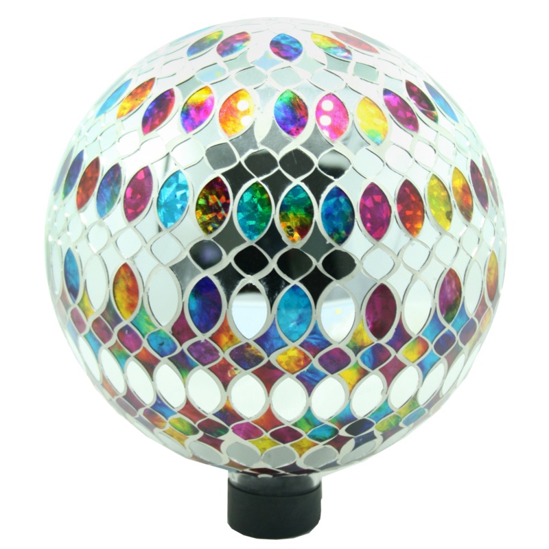 Very Cool Stuff Mosaic Glass Gazing Globe with Hanging Chain, Bling Multi-Shape Tile, 10in
