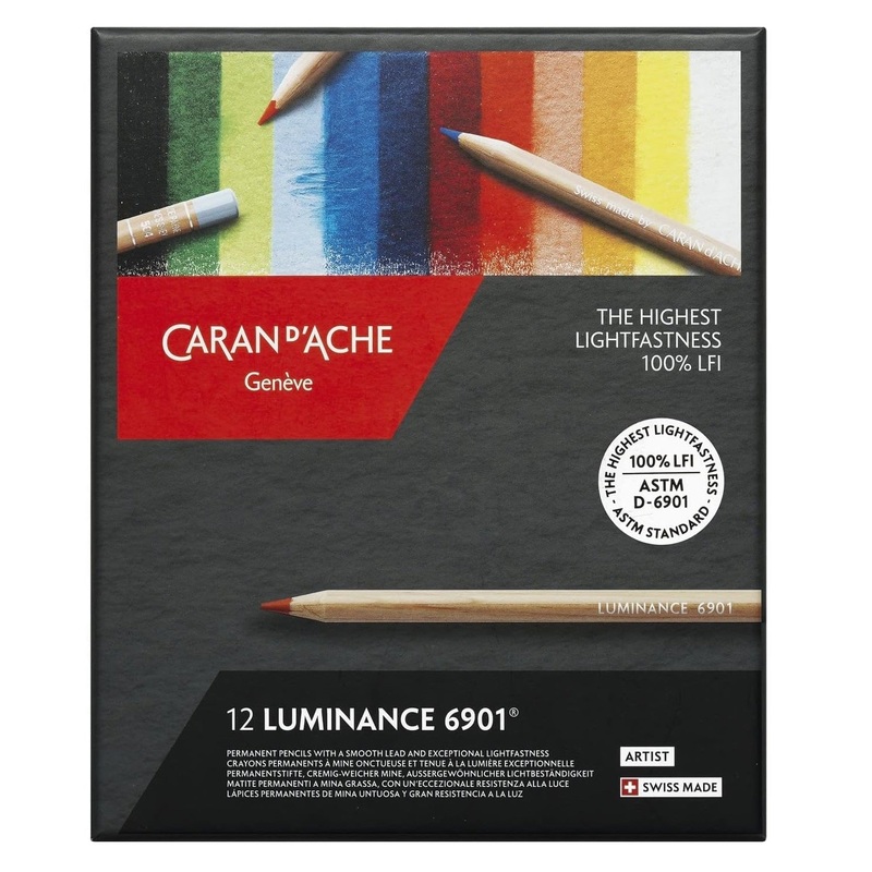 Caran d’Ache Colored Pencils, Oil-based, Luminance, 12 Color Set