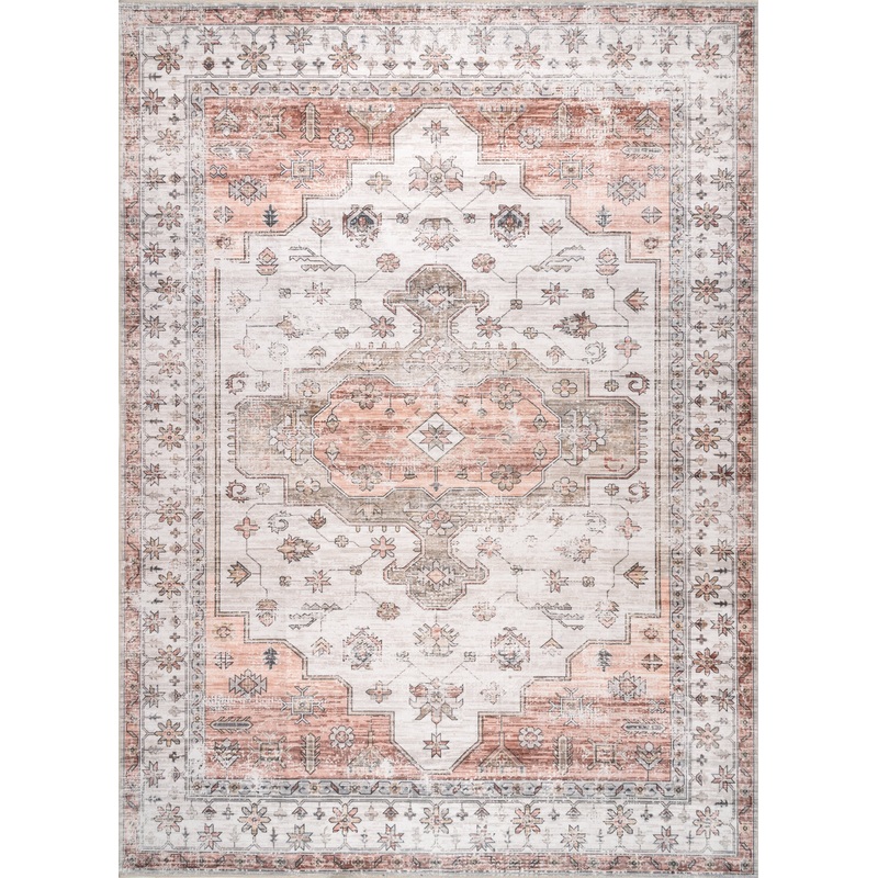 Francis Cartouche Medallion Washable Rug | Beige