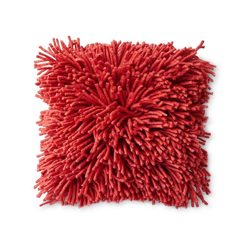 Rugged Woolen Cushion Cherry Red 50 x 50cm