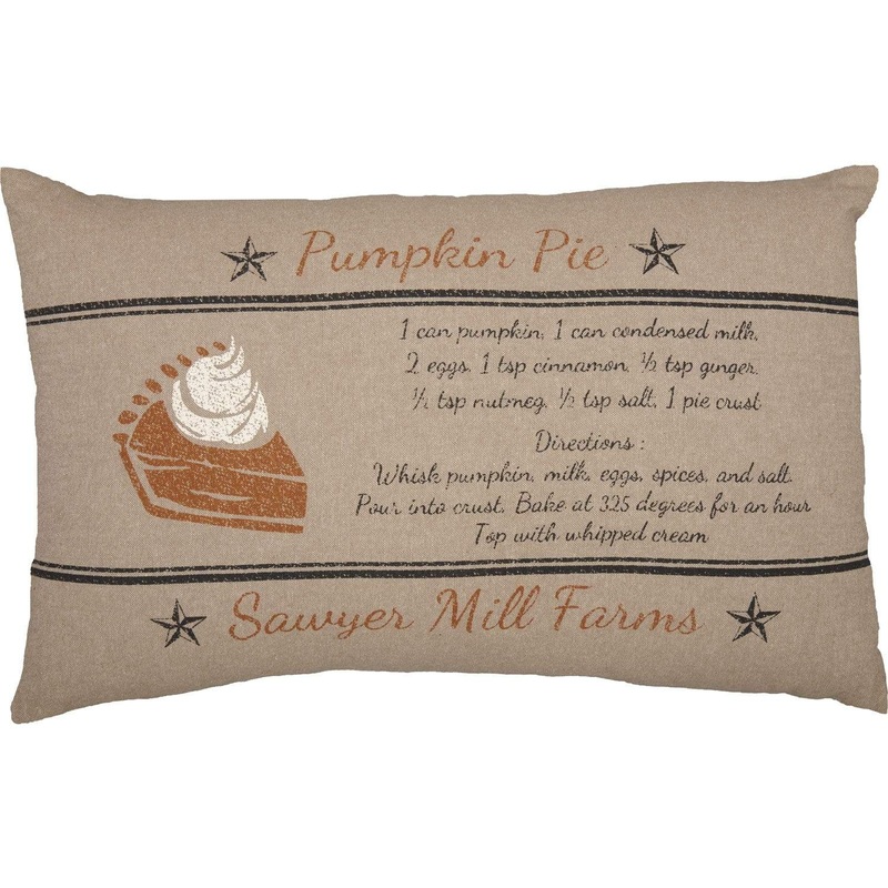Sawyer Mill Charcoal Pumpkin Pie Recipe Pillow 14×22