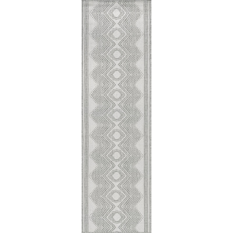 Iris Totem Indoor/Outdoor Flatweave Rug | Light Grey