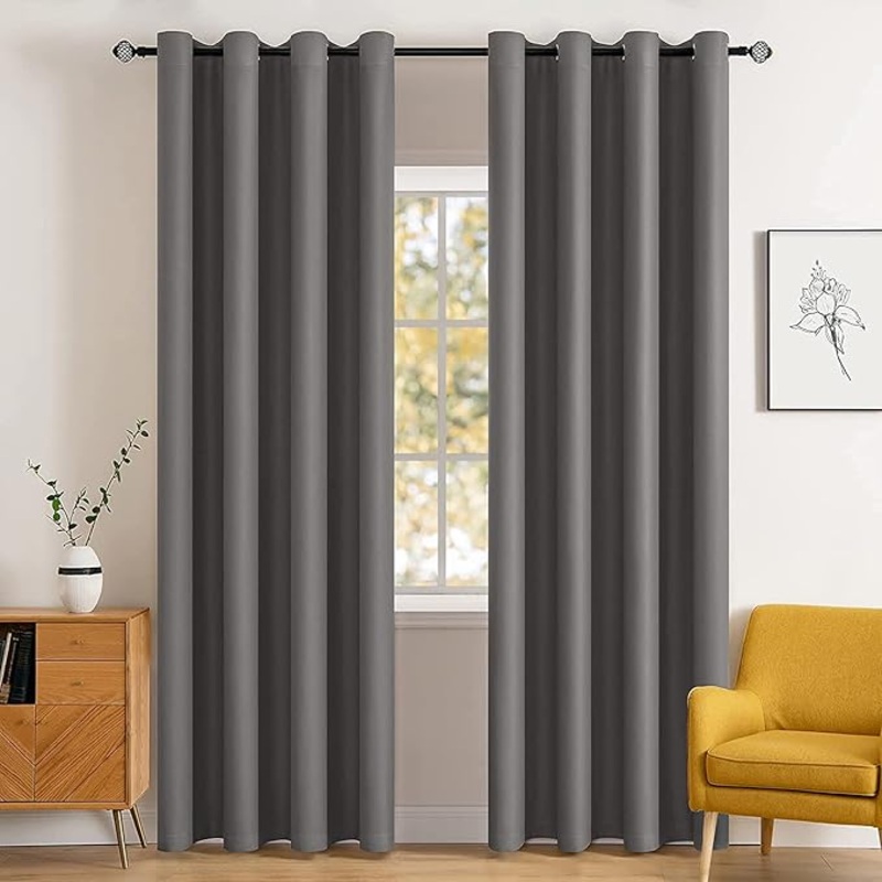 MIULEE Room Darkening Thermal Insulated Blackout Curtains (2 Panels) – Gray