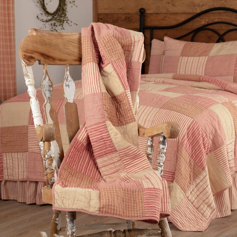 Sawyer Mill Red Block Quilted Throw 60×50
