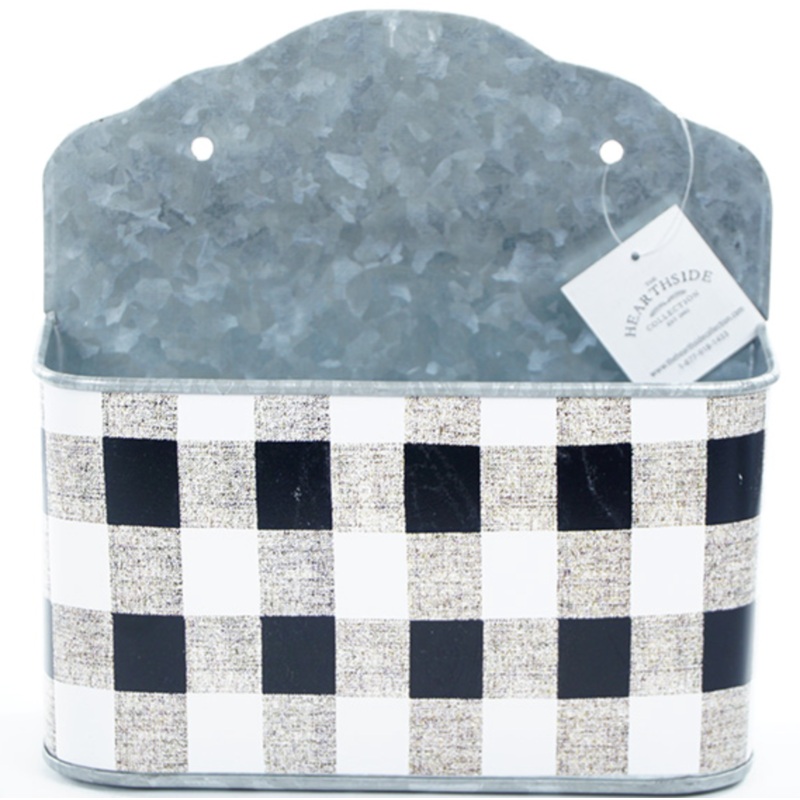 Black & White Buffalo Check Tin Mail Bin