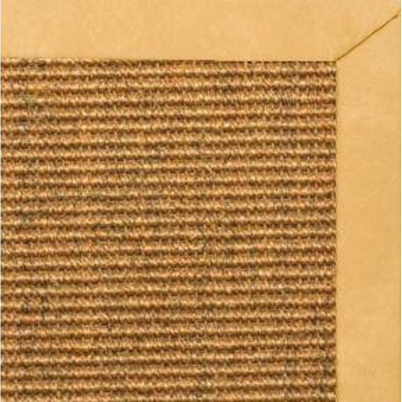Cognac Sisal Rug with Gold Faux Leather Border