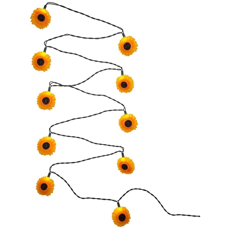 Kurt Adler Indoor/Outdoor Novelty String 10-Light Set, Sunflowers, 11.5′
