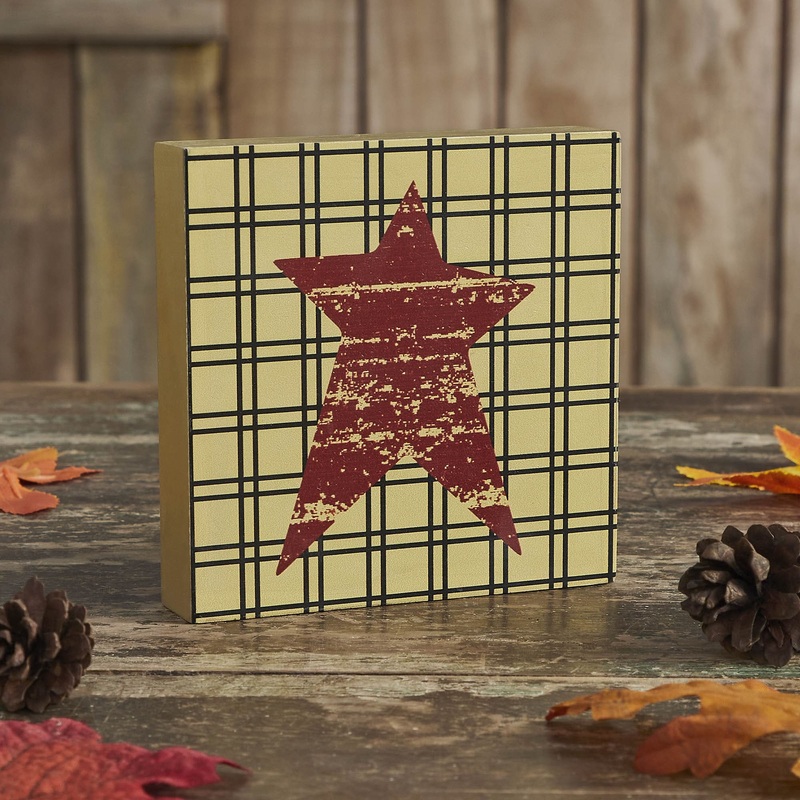 Prim Burg Star on Tan Base MDF Sign 5×5