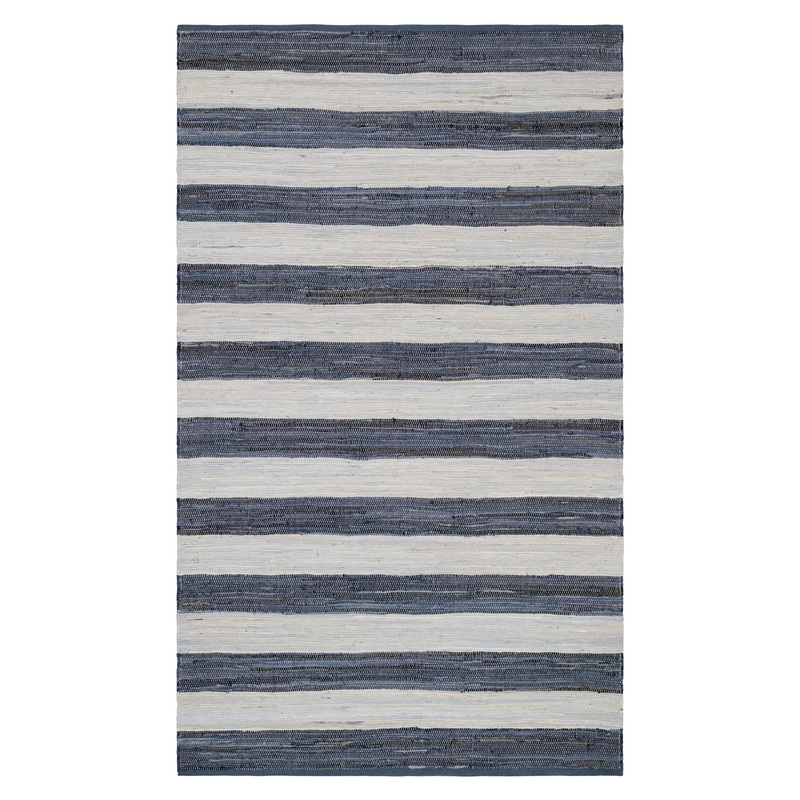Striped Rag Handwoven Cotton Rug | Denim