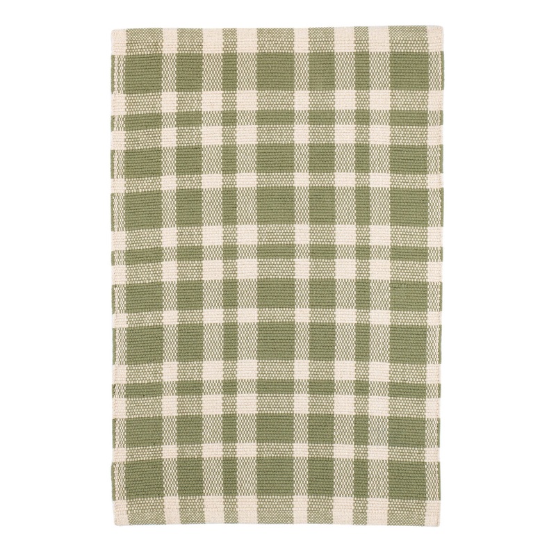 Tattersall Handwoven Cotton Rug | Sage