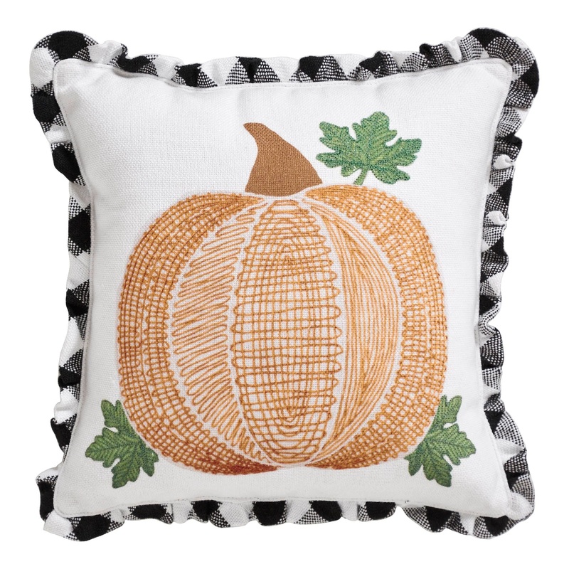 Annie Black Check Pumpkin Pillow 12×12