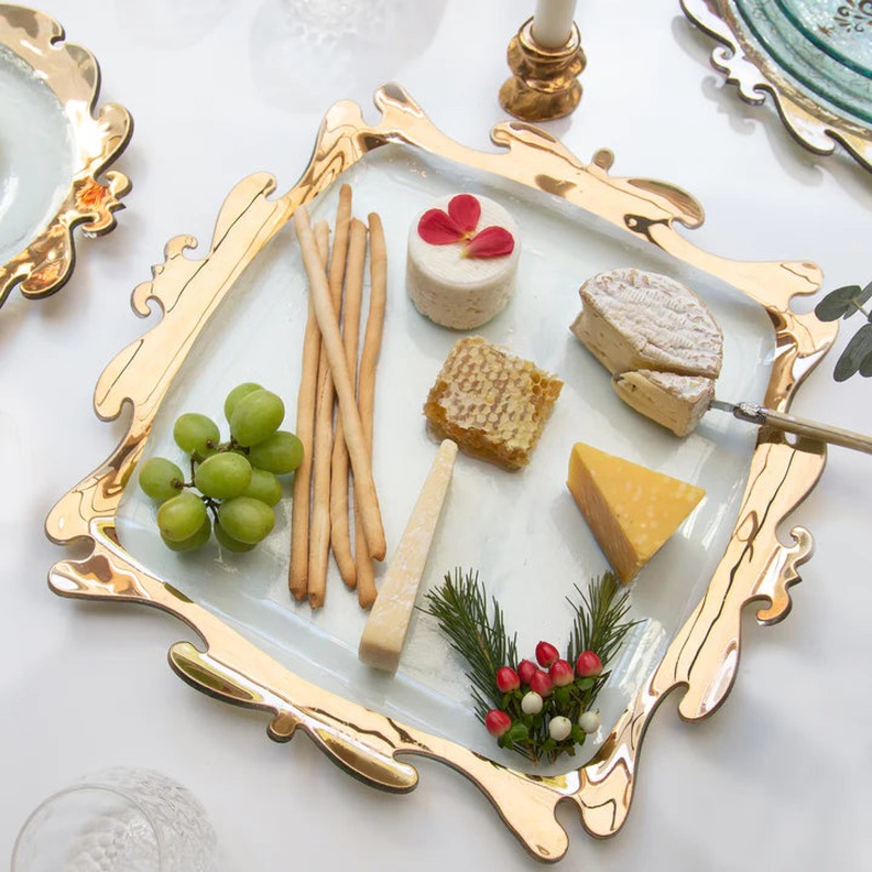 Annieglass Rococo Platters, Gold