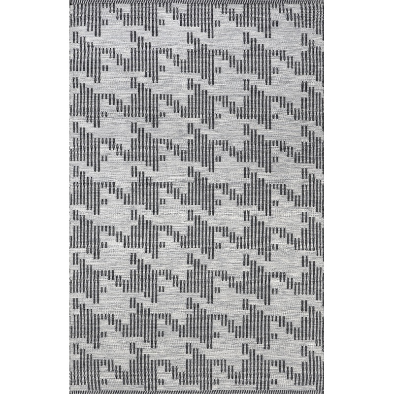 Ardenia Indoor/Outdoor Houndstooth Rug | Dark Grey