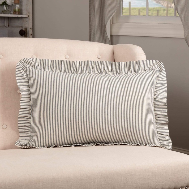 Hatteras Seersucker Blue Ticking Stripe Fabric Pillow 14×22