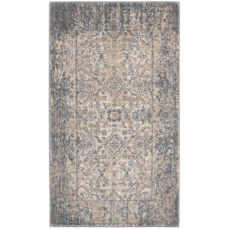Nourison Moroccan Celebration 2’2″ x 3’9″ Ivory/Slate Vintage Indoor Rug