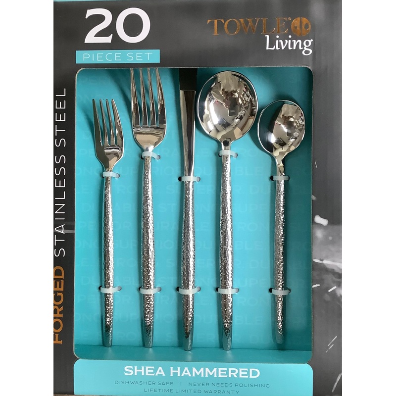 Prestige Cutlery Towle  Shea Hammered Flatware Set, Service for 4