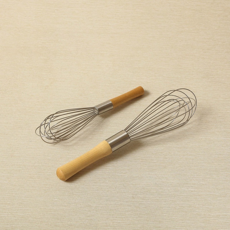 Stainless steel French style whisk with wood handle
