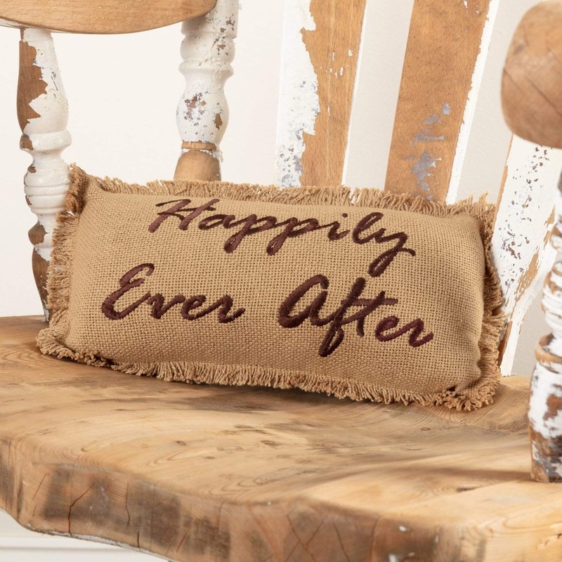 Burlap Natural Pillow Happily Ever After 7×13