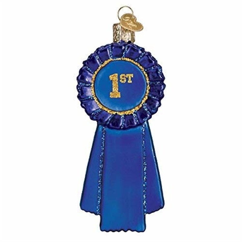 Old World Christmas Blue Ribbon Glass Blown Ornament