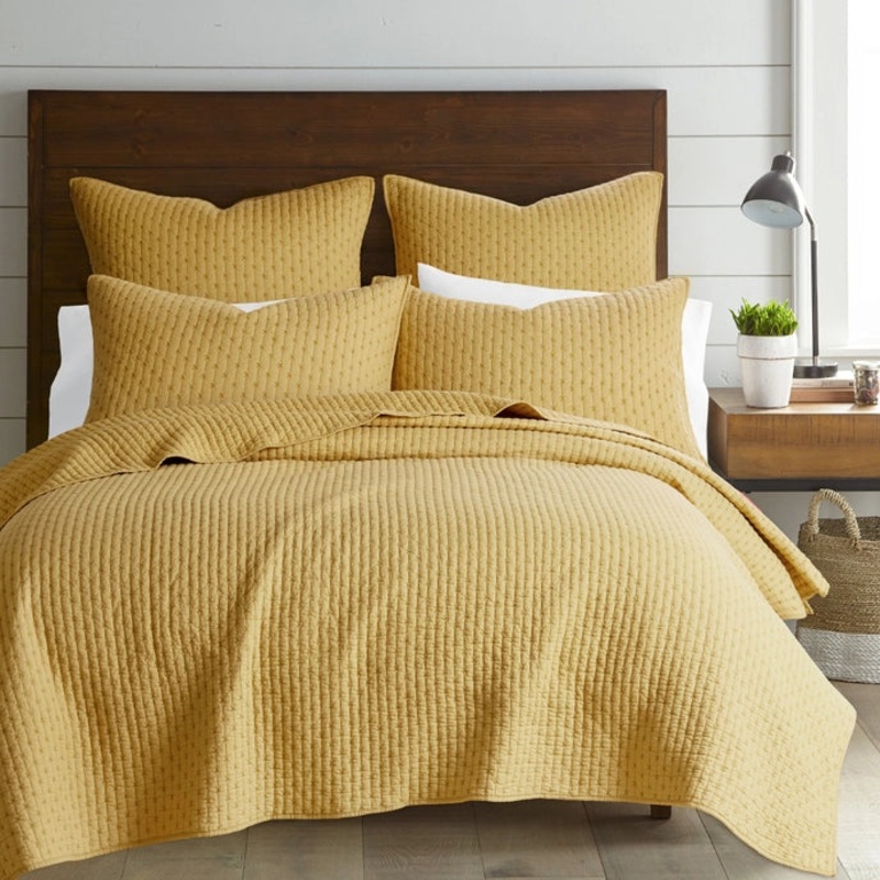 Cross Stitch 100% Cotton Quilt Set – Ochre